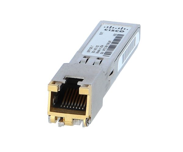 cisco-sfp-ge-t-1 قیمت ماژول شبکه SFP-GE-T سیسکو,این ماژول SFP سیسکو پورت SFP 1000BASE-T را به کانکتور RJ-45 تبدیل می کند که امکان اتصال کابل مسی با سوکت RJ-45 را به سوئیچ